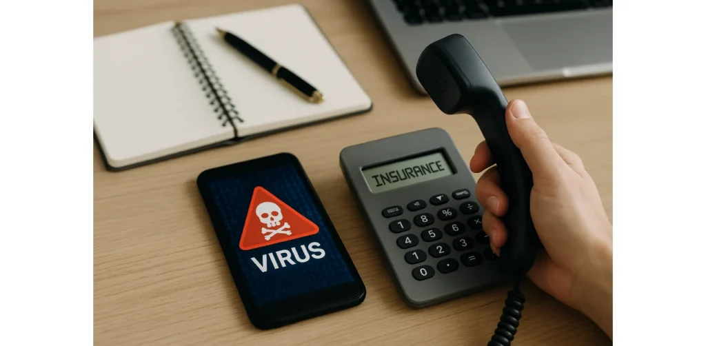 Checking mobile insurance coverage against malware and software problems