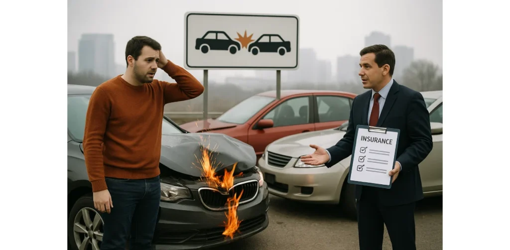 What is the role of third-party insurance in a multi-vehicle pileup