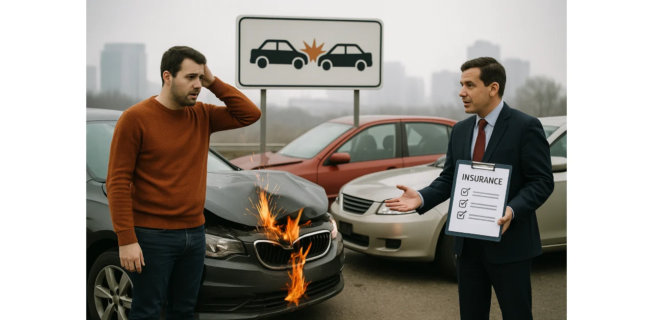 What is the role of third-party insurance in a multi-vehicle pileup