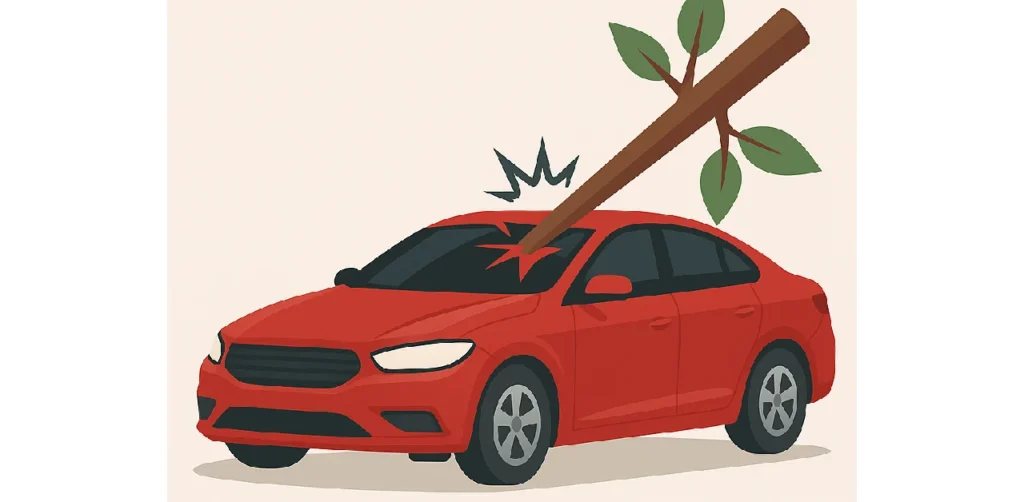 Reviewing body insurance coverage against falling objects on the car