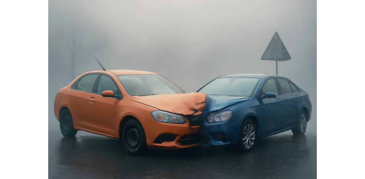 How is fault apportioned in fog and heavy rain accidents