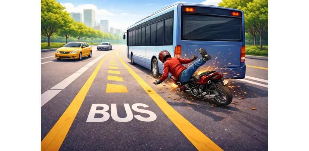 Police logic in determining fault in motorcycle accident on the special lane