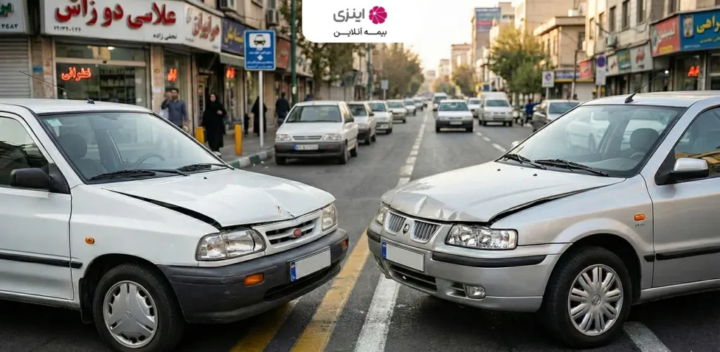 Third party insurance conditions in a car accident with two drivers at fault at the same time